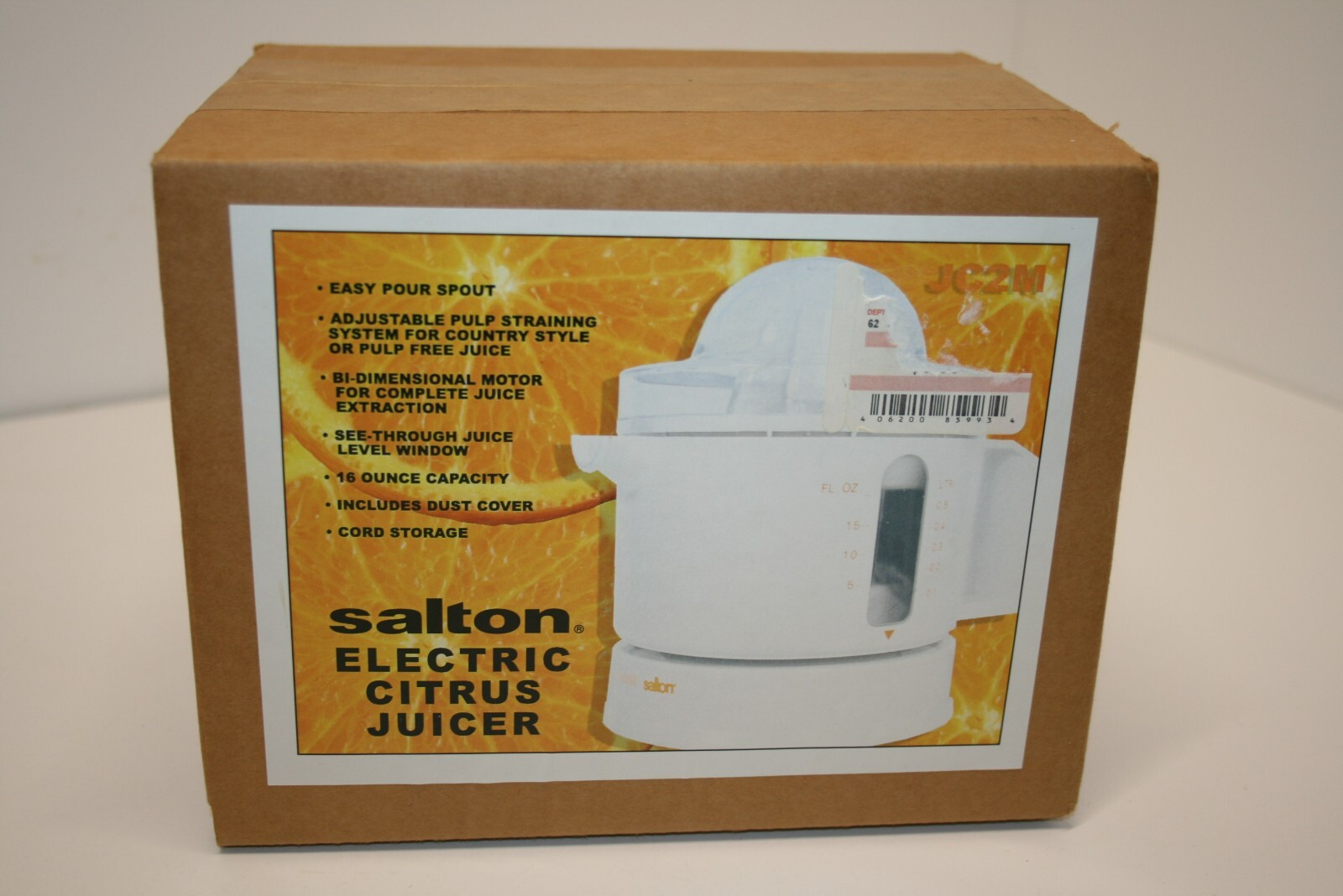 NEW Salton Electric Juicer Citrus Orange Lemon Fruit Bi-Directional White JC-2M