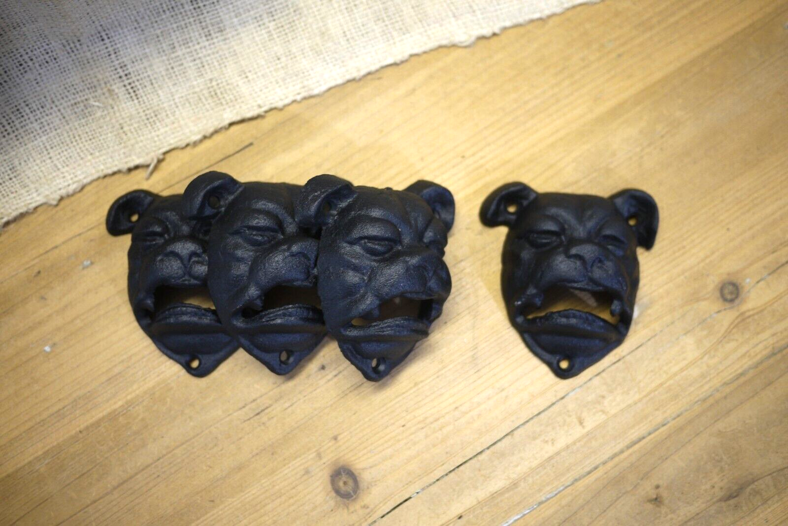 4 Bull Dog Bottle Opener Pit Bull Cast Iron Open Mouth Wall Mounted WHOLESALE
