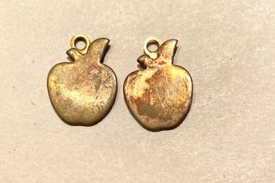 30 pcs. Raw Brass Stamping Finding- SMALL APPLE FRUIT CHARM Shape