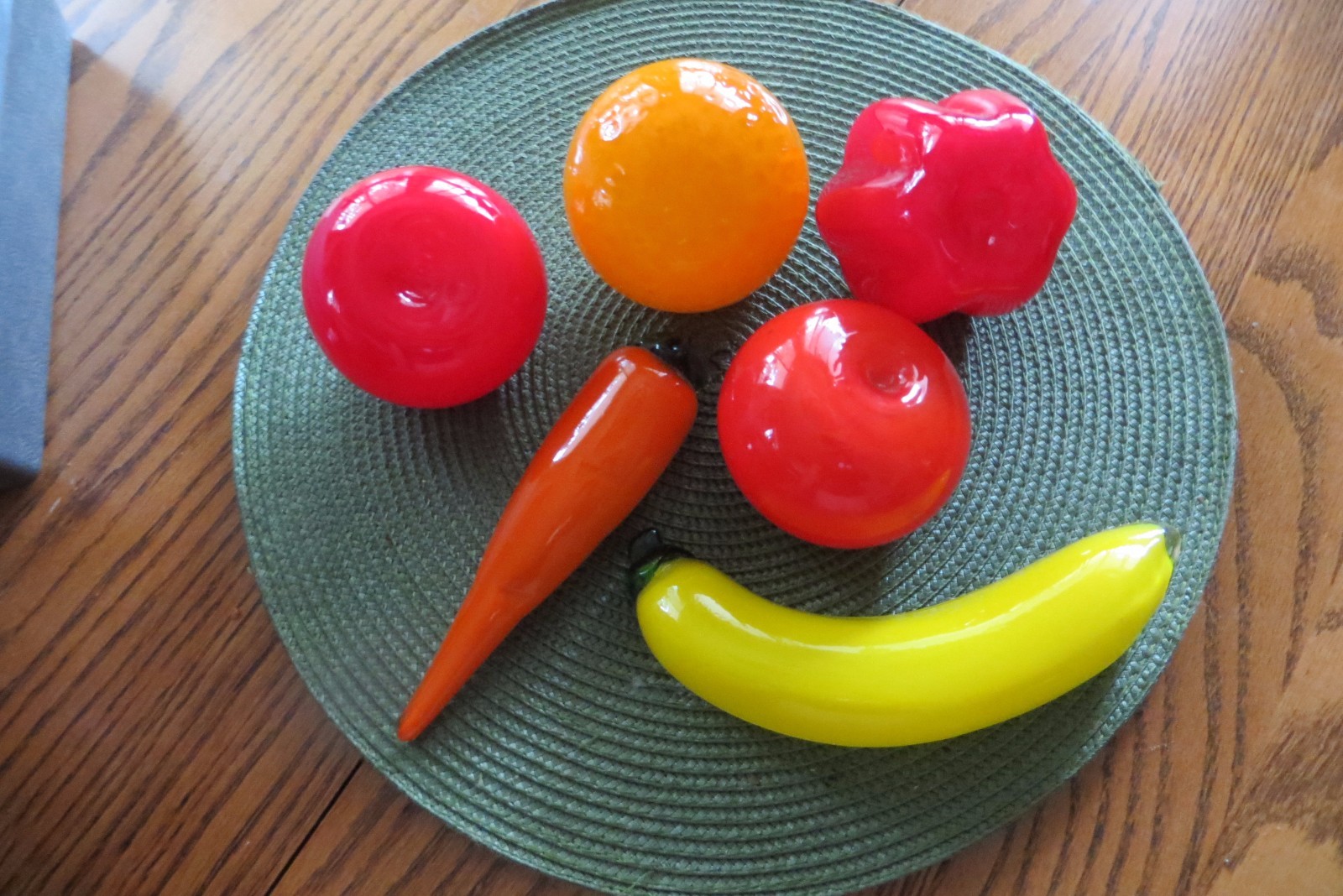 glass banana tomato pepper carrot decorative centerpiece fruit & vegetables