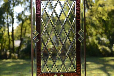 20.25" x 34.25"  Stunning Handcrafted stained glass Clear Beveled window panel 