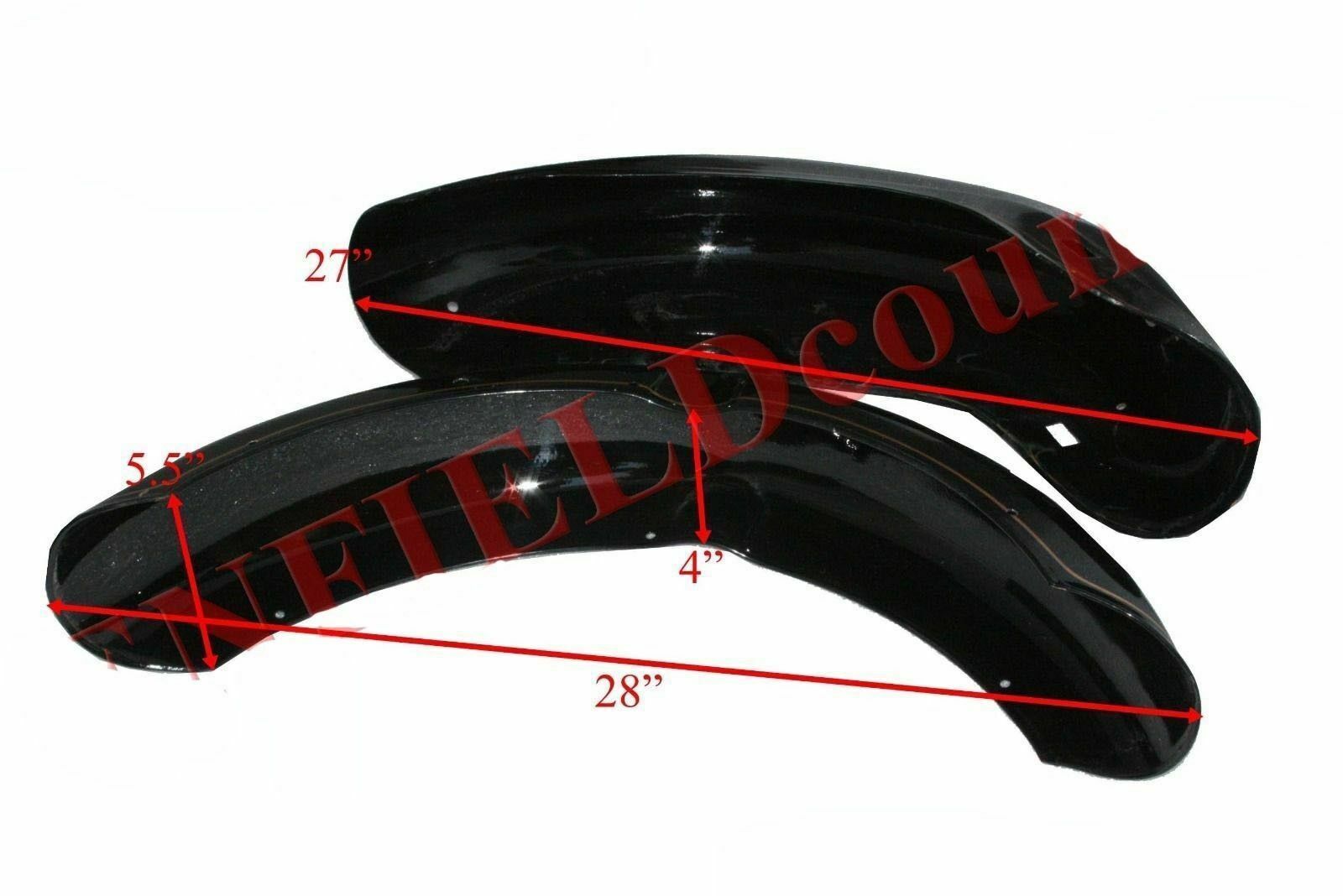 Fits Royal Enfield 350 Mudguard Fender Set Black Golden Lining Front & Rear 