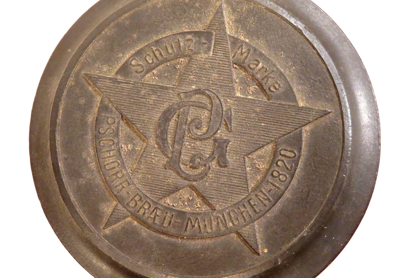 PSCHORR BRAU ANTIQUE PAUSON GERMAN 1/2 Liter BEER STEIN MUNCHEN SCHUTZ 1820