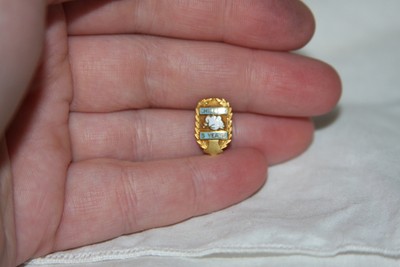 10K Yellow Gold Enamled Chicopee High School 5 Year Teacher Service Award Pin