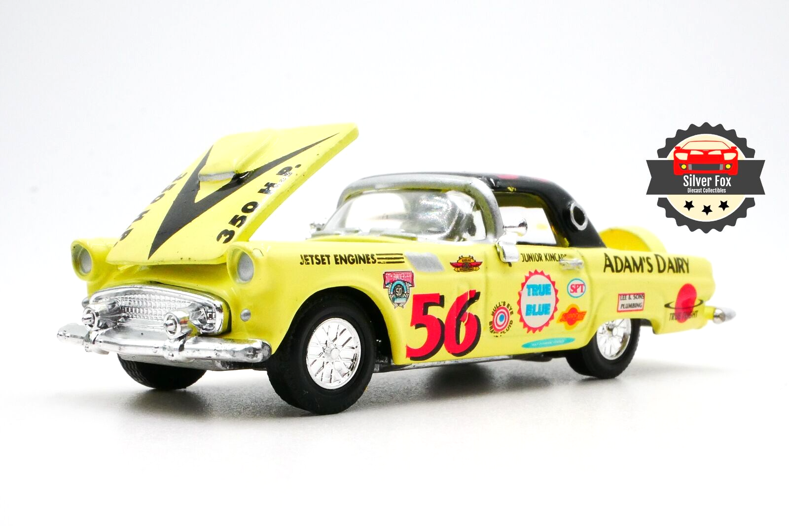 1956 FORD THUNDERBIRD ADAMS DAIRY RACING 1:64 SCALE DIECAST COLLECTOR MODEL CAR