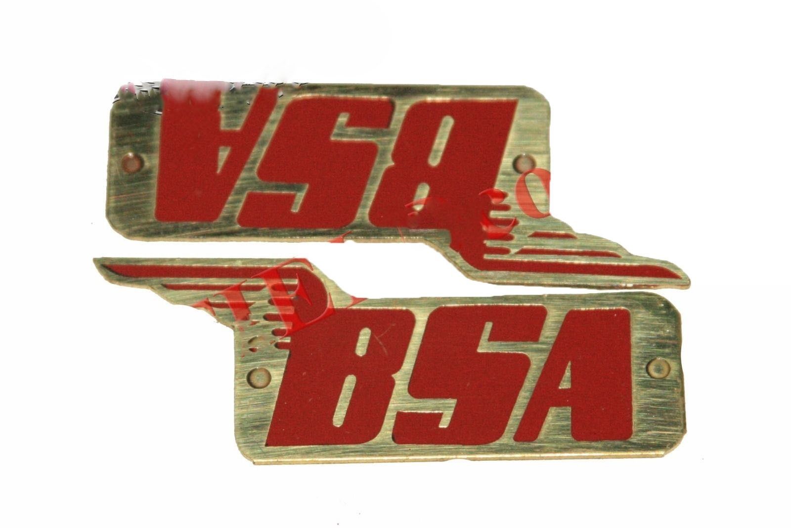 Pair Brass Made Red Petrol Fuel Tank Logo Badge Set For BSA M20 Motorcycle 