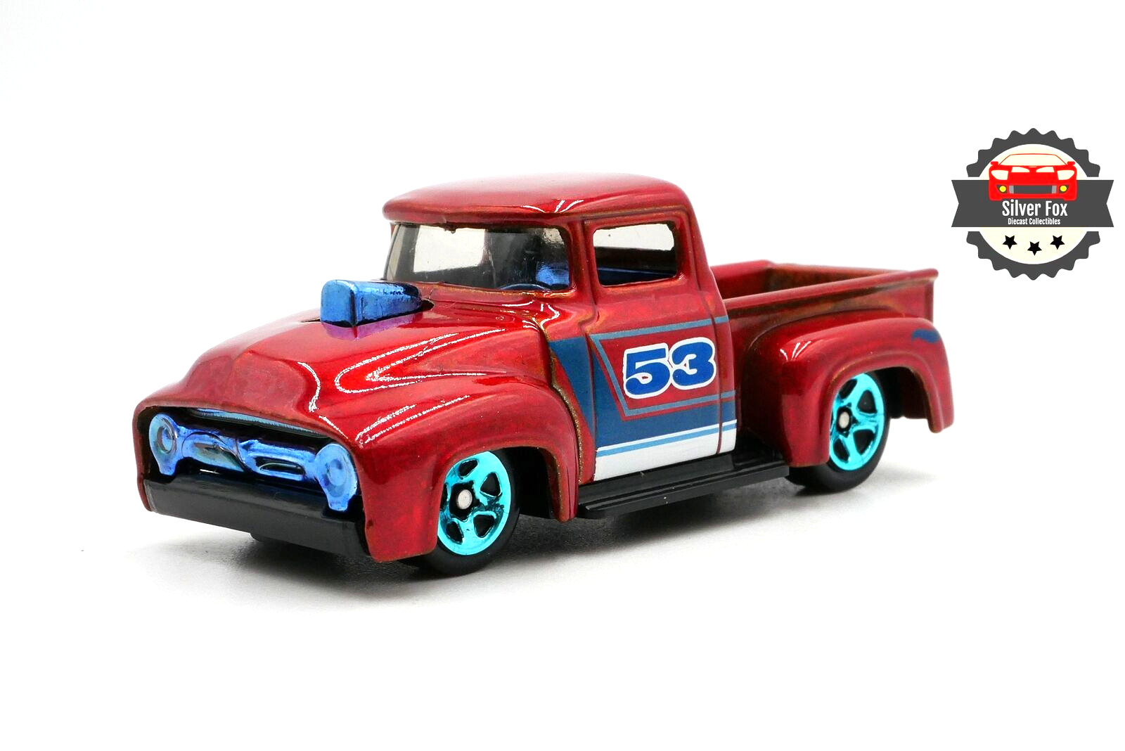 1956 FORD CUSTOM PICKUP TRUCK RACING ORANGE 1:64 SCALE DIECAST COLLECTOR MODEL