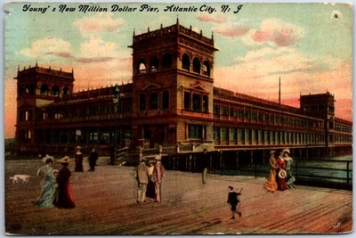 VINTAGE POSTCARD YOUNG'S NEW MILLION DOLLAR PIER ATLANTIC CITY NJ PINHOLE & CHIP