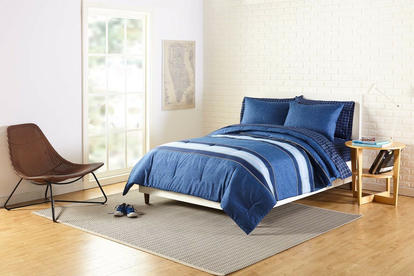 Peking Handicraft Blue Texture 7-Piece Bed in a Bag ...