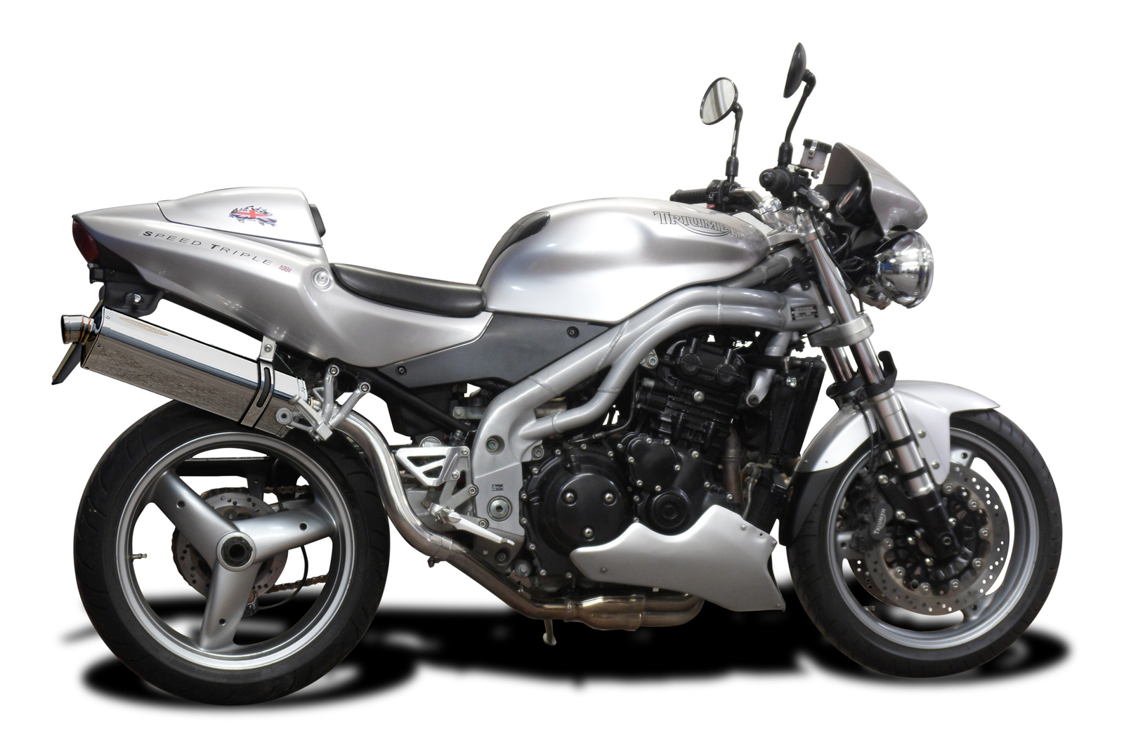 Triumph Speed Triple 955i Delkevic 17" Stainless TriOval Muffler