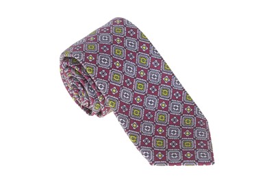 

Kiton Napoli Мужской бордовый с цветочным мотивом семикратный шелковый галстук ручной работы, Burgundy