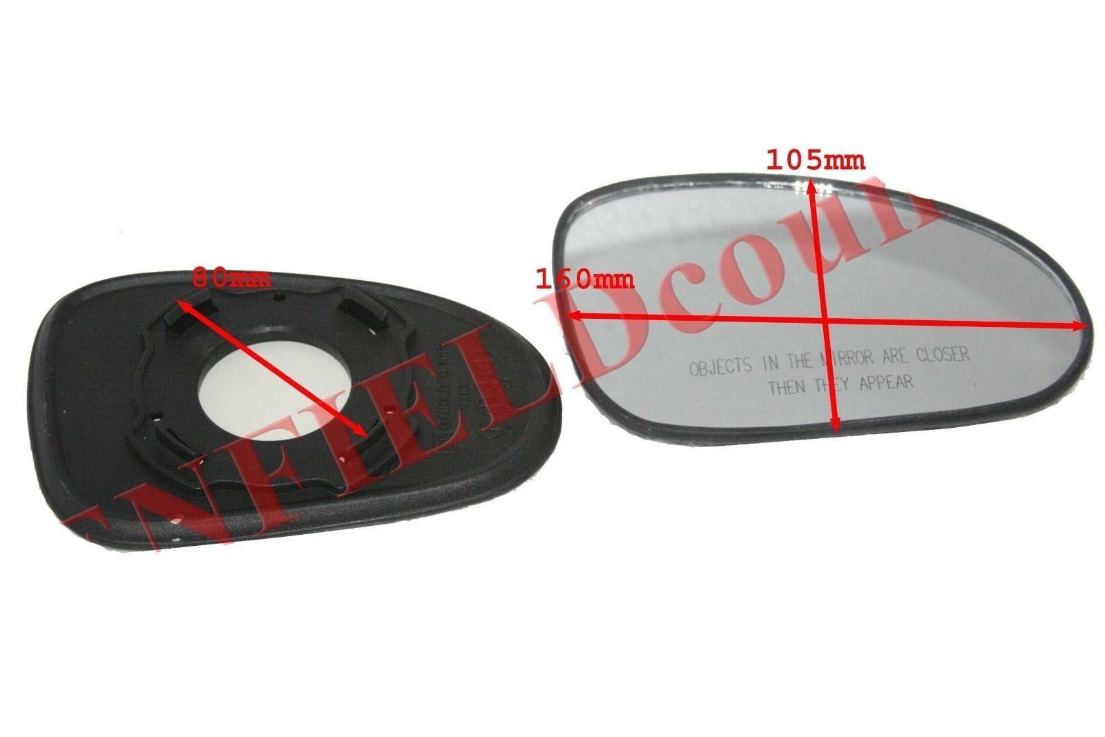 LH & RH Orvm Convex Wing Door Glass Mirror With Base PlateÂ Chevrolet Spark  