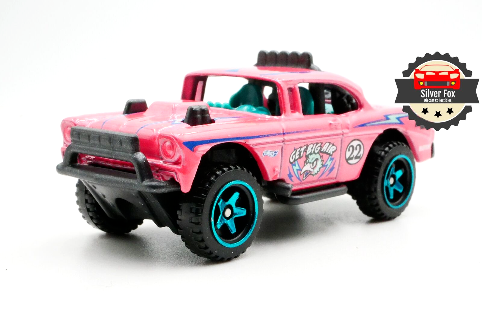 1955 CHEVY BEL AIR GASSER PINK MUSCLE 1:64 SCALE DIECAST COLLECTOR MODEL CAR