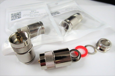 PL-259 Clamp Solder Gold Teflon  Connector RG-8, RG-11, 213, 9913 LMR400 More...