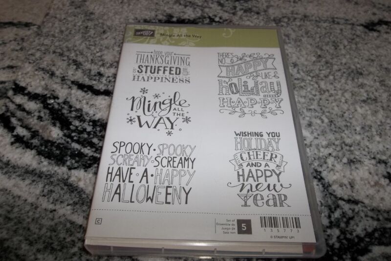 Stampin Up Mingle All The Way Holidays Clear Mount Set Of 5 #135773 Used
