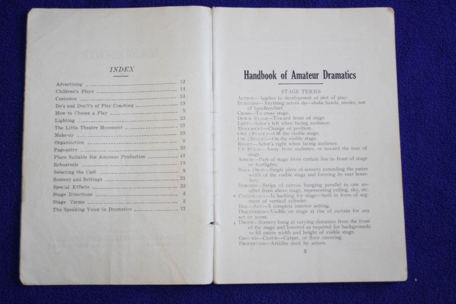 Handbook of Amateur Dramatics 1923 Pamphlet, Georgia Lyons Unverzagt- Ships Free