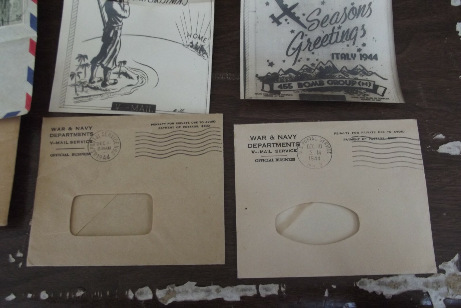 Neligh, Nebraska v-mail 2 pcs world war 2 plus adds of local sotres