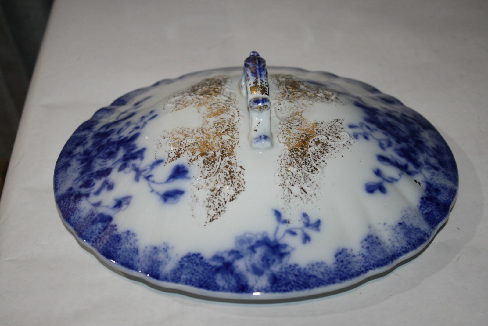 Antique Flow Blue Unknown Replacement Chamber Pot Lid 7