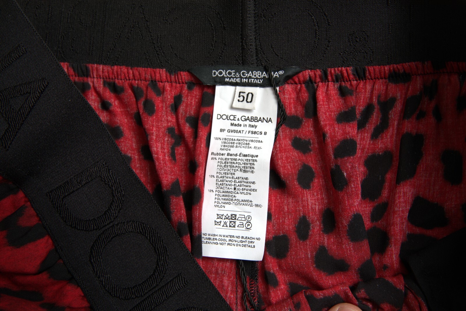 Pre-owned Dolce & Gabbana Shorts Red Leopard Print Viscose Bermuda Men It50/w36/l 900usd