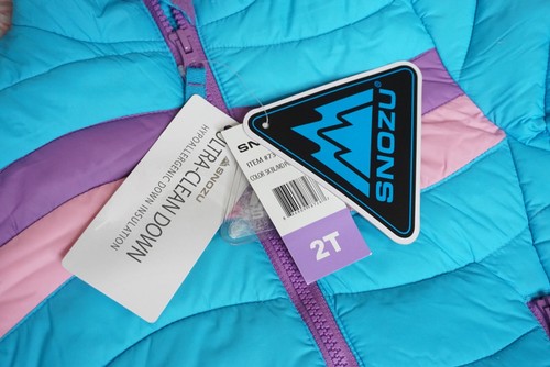 Snozu Toddler Girls Down Coat Jacket Sky Blue Pink Purple Size 2T NWT