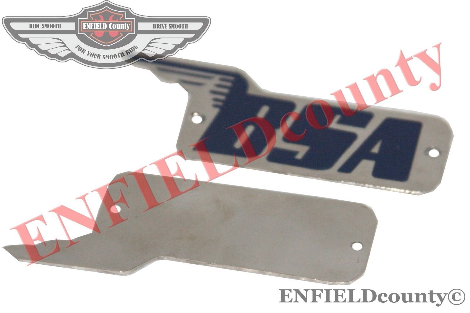 New Pair Steel Chrome Blue Fuel Tank Logo Badge Set For BSA M20 Motorcycle 