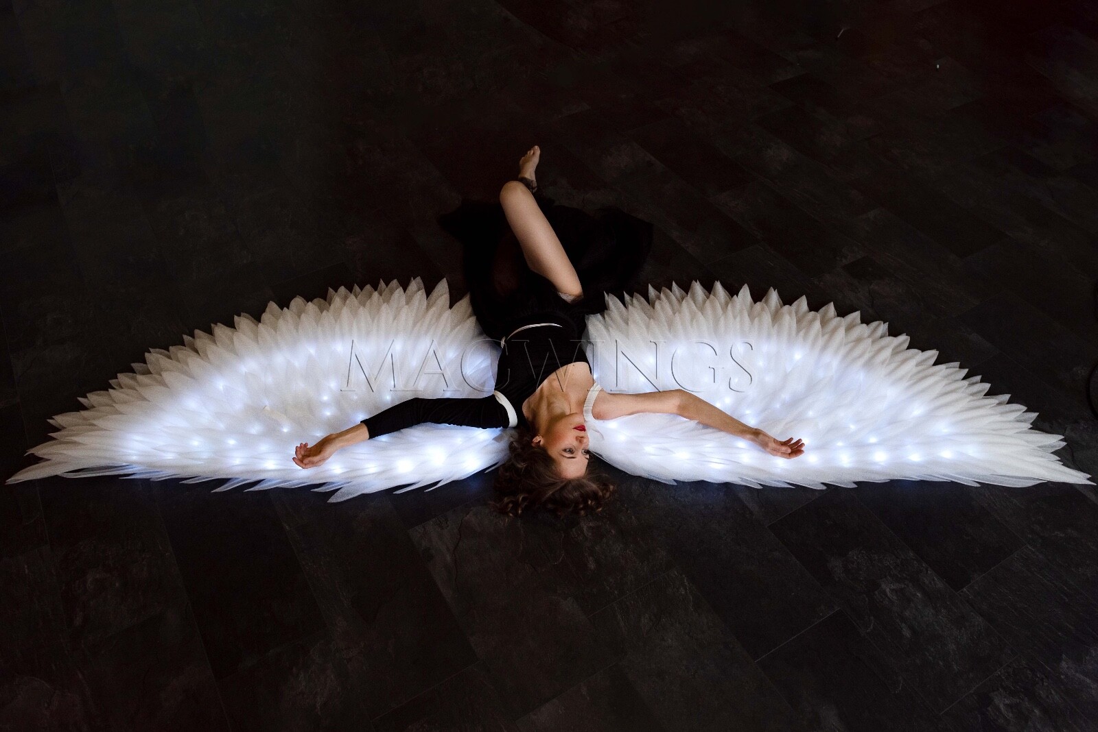 Movable large angel wings with LED light, Halloween angel