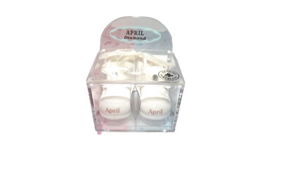 Russ Berrie Month Porcelain Baby Boy Booties Ornament ''April'' Birth Info Card