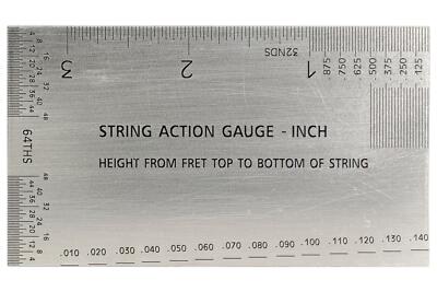 Guitar String Action Setup Gauge Inch Ruler.  With conversion chart on back.  