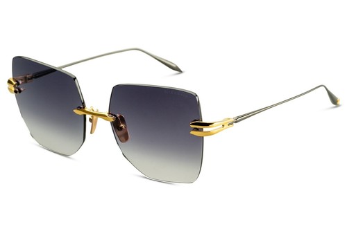 Pre-owned Dita Embra Dts155-a-01 Yellow Gold Black Rhodium Greygradient Rimless Sunglasses In Gray