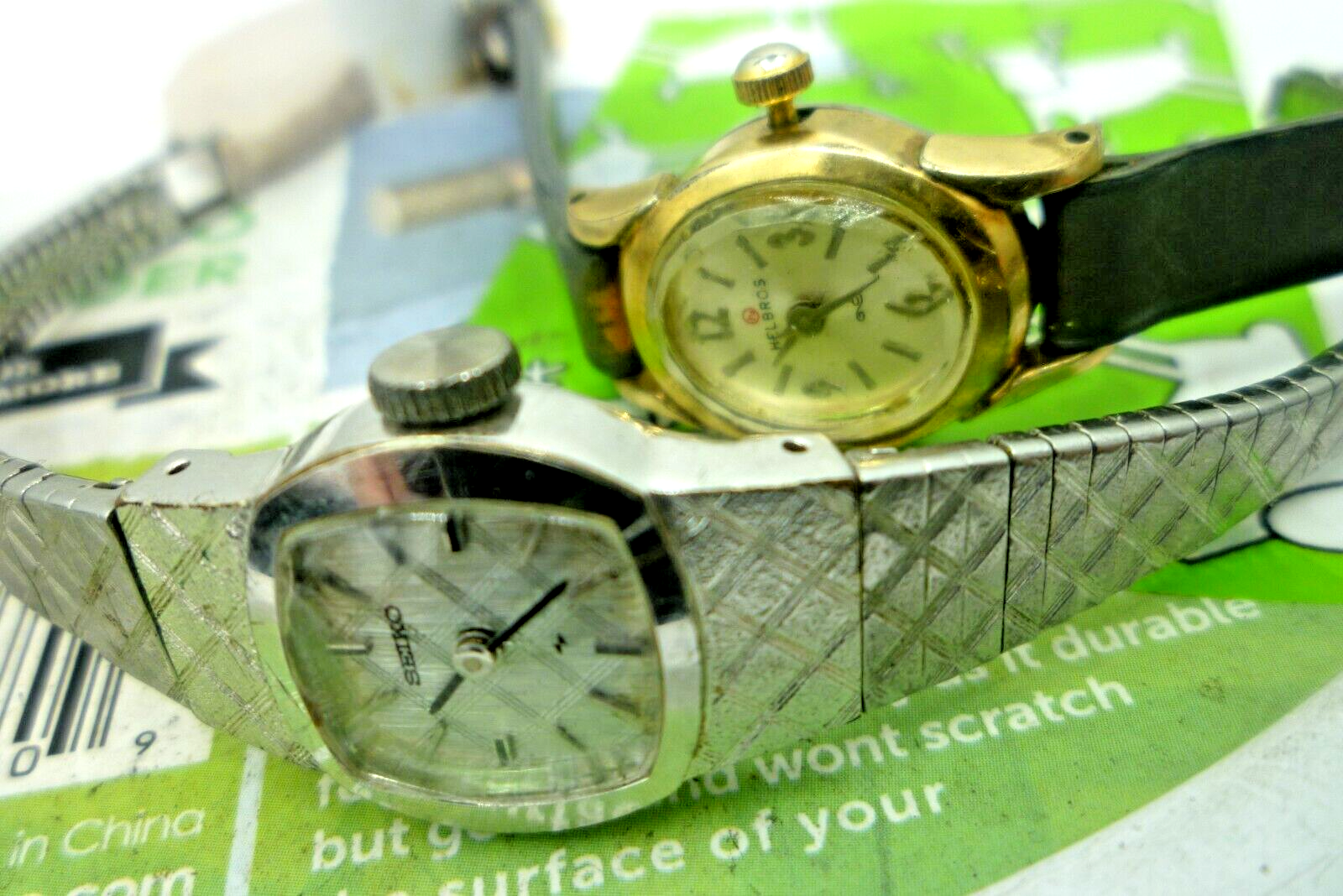 Ladies 17mm SEIKO 11-3379 & HELBROS 17j UT28A (Lot of 2