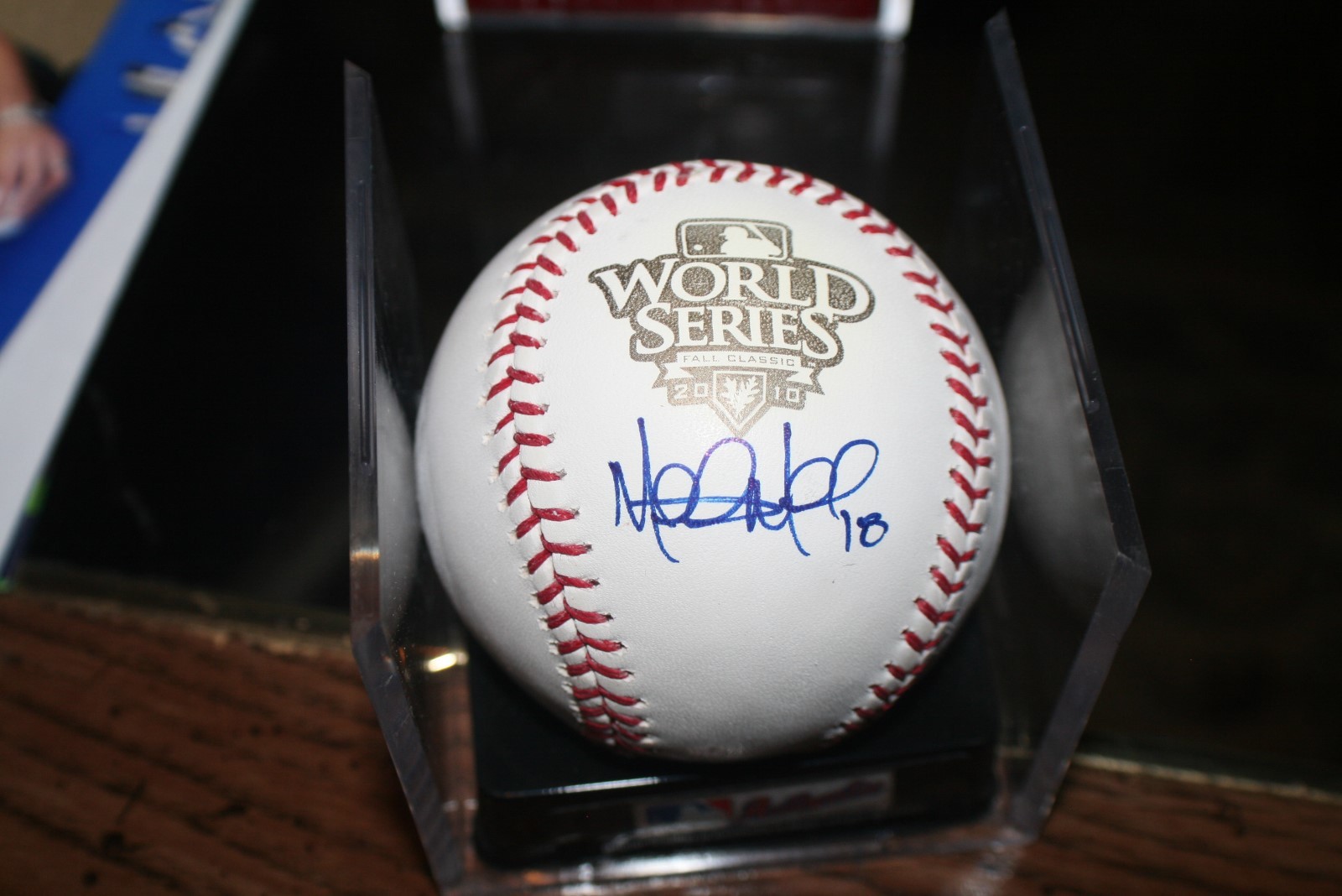 Mitch Moreland Autographed 2010 World Series Ball  w/qube