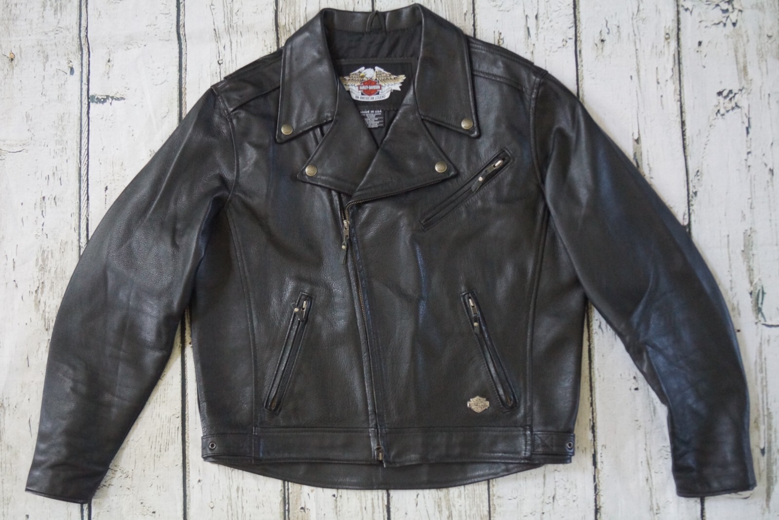 Harley Davidson Mens USA Made Independence B&S Black Leather Jacket L 98125-05VM | eBay Harley Davidson Mens USA Made Independence B&S Black Leather Jacket L 98125-05VM | eBay