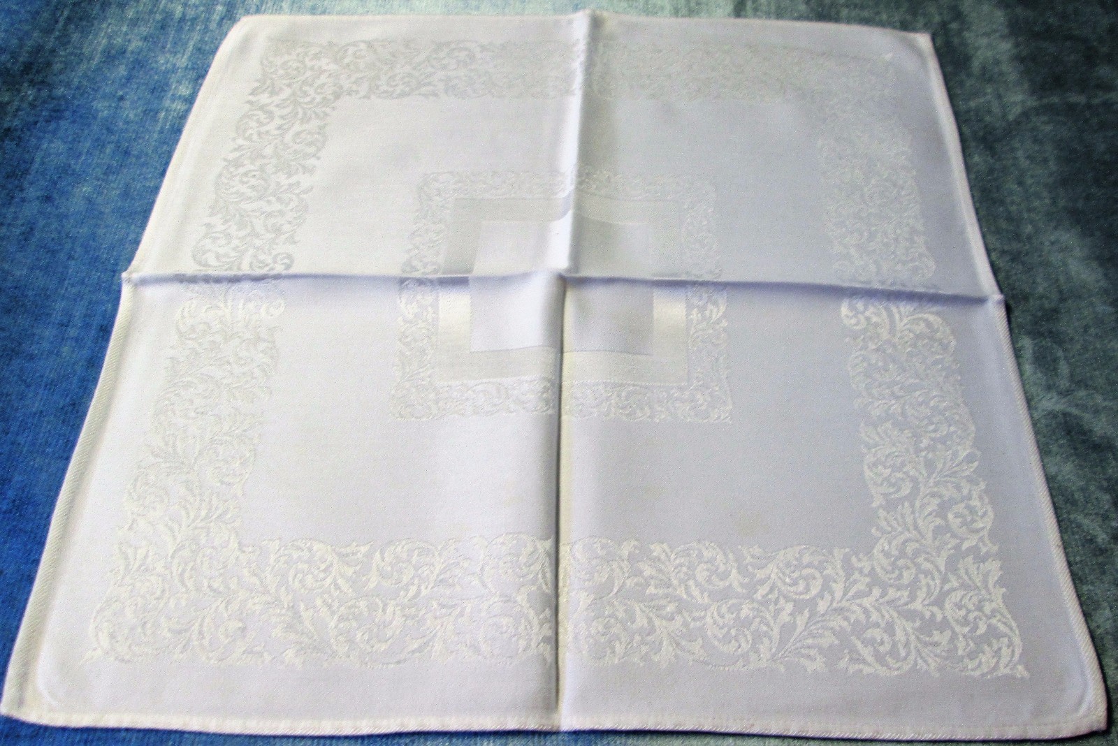 Vintage 4 Rayon Damask Napkins Ornate Scrollwork Pattern Very Good - Excellent