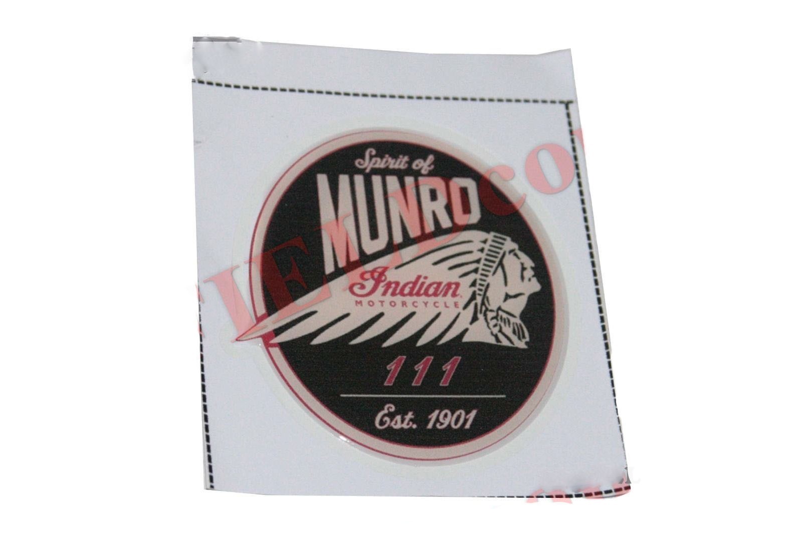 Pair Spirit of Munro Indian Motorcycle 111 Est 1901 Round Sticker Decal Set 