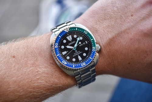 Pre-owned Seiko 5 Sports Srpj35k1 Prospex Turtle Special Edition Tropical Lagoon Automatic