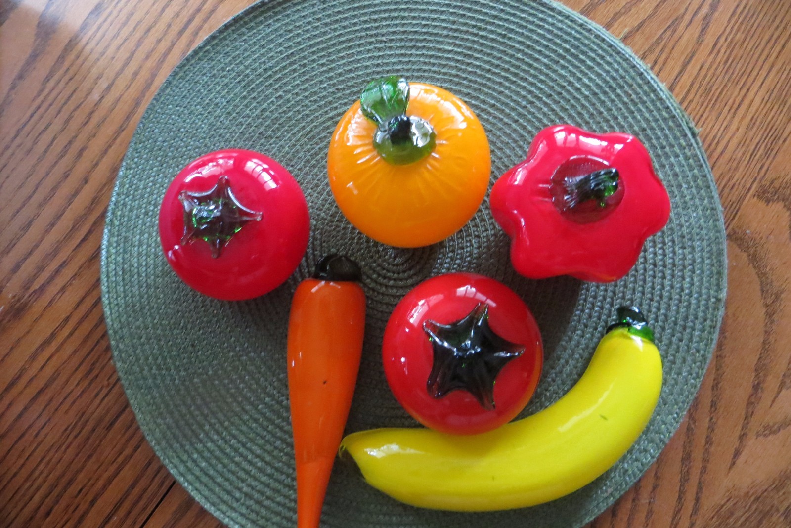 glass banana tomato pepper carrot decorative centerpiece fruit & vegetables