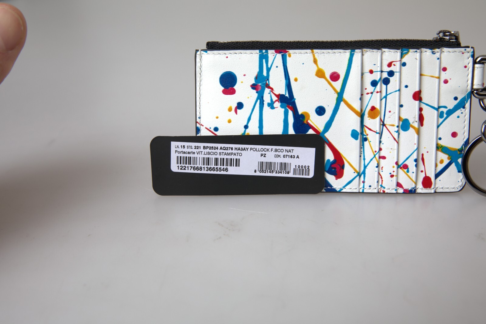 Pre-owned Dolce & Gabbana Wallet White Leather Zip Logo Keyring Cardholder Purse 480usd