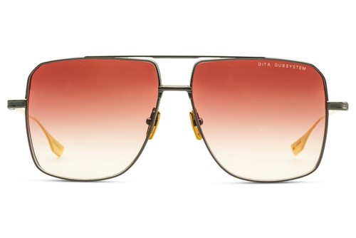 Pre-owned Dita Dubsystem Dts157-a-02 Black Iron Yellow Gold Burgundy Navigator Sunglasses In Red