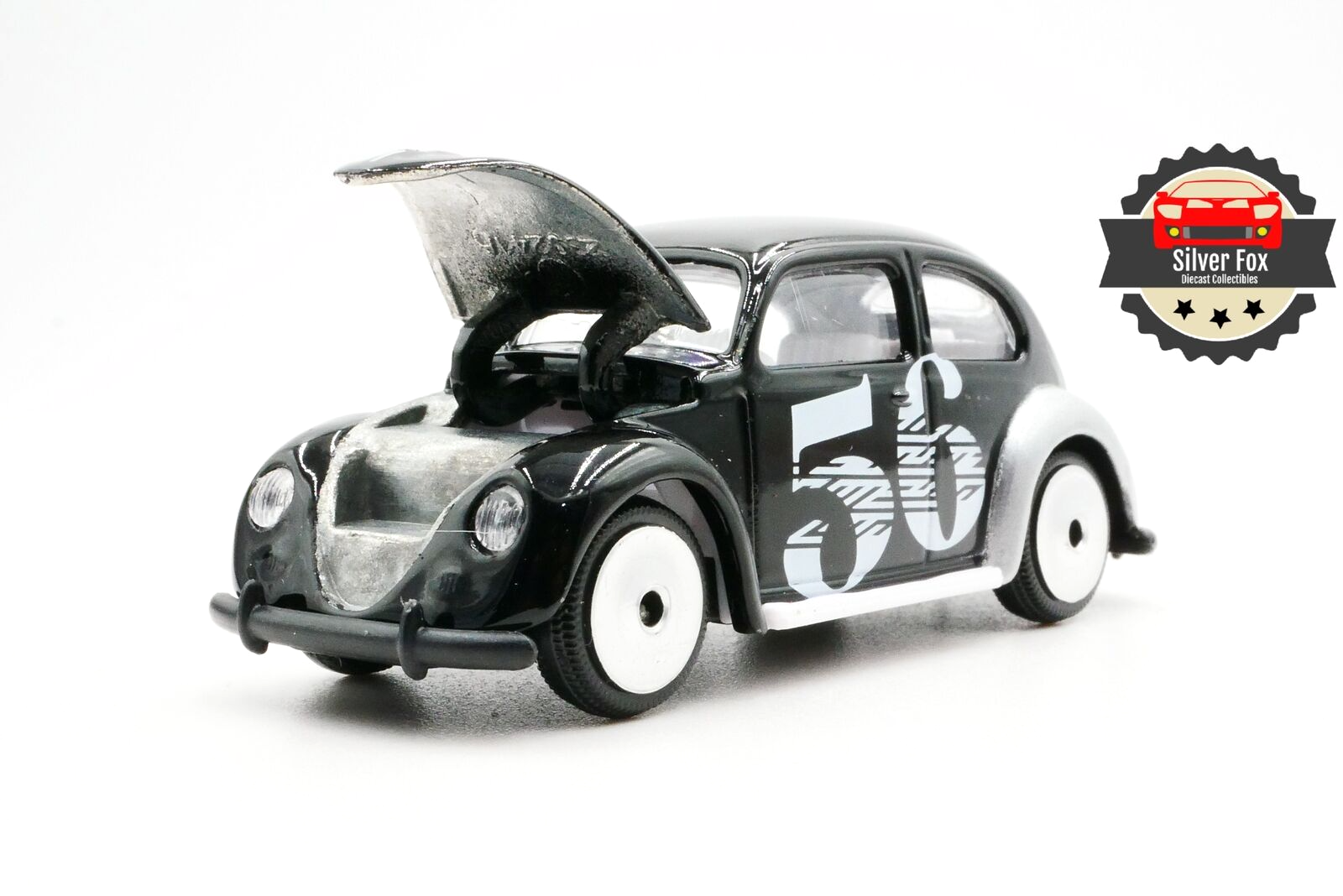 1960'S VOLKSWAGEN BEETLE #56 BLACK RACING 1:64 SCALE DIECAST COLLECTOR MODEL CAR