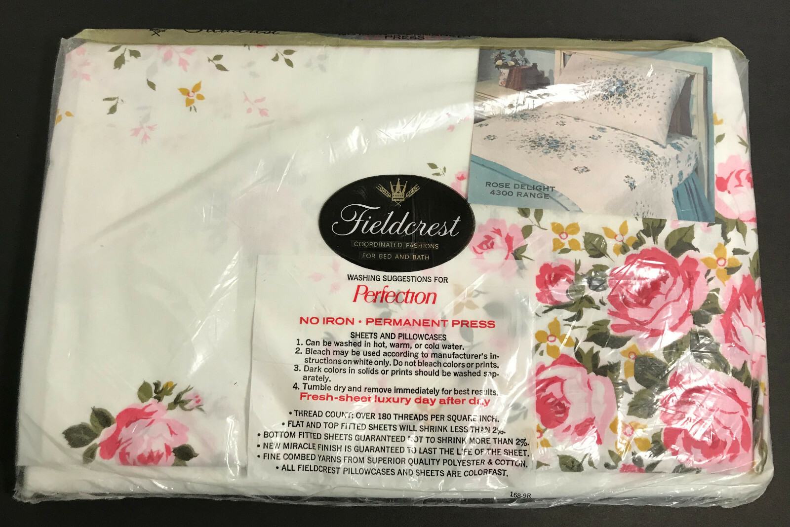 Vtg Fieldcrest Full Flat Sheet Perfection 50/50 81x104 NIP Pink Roses Floral