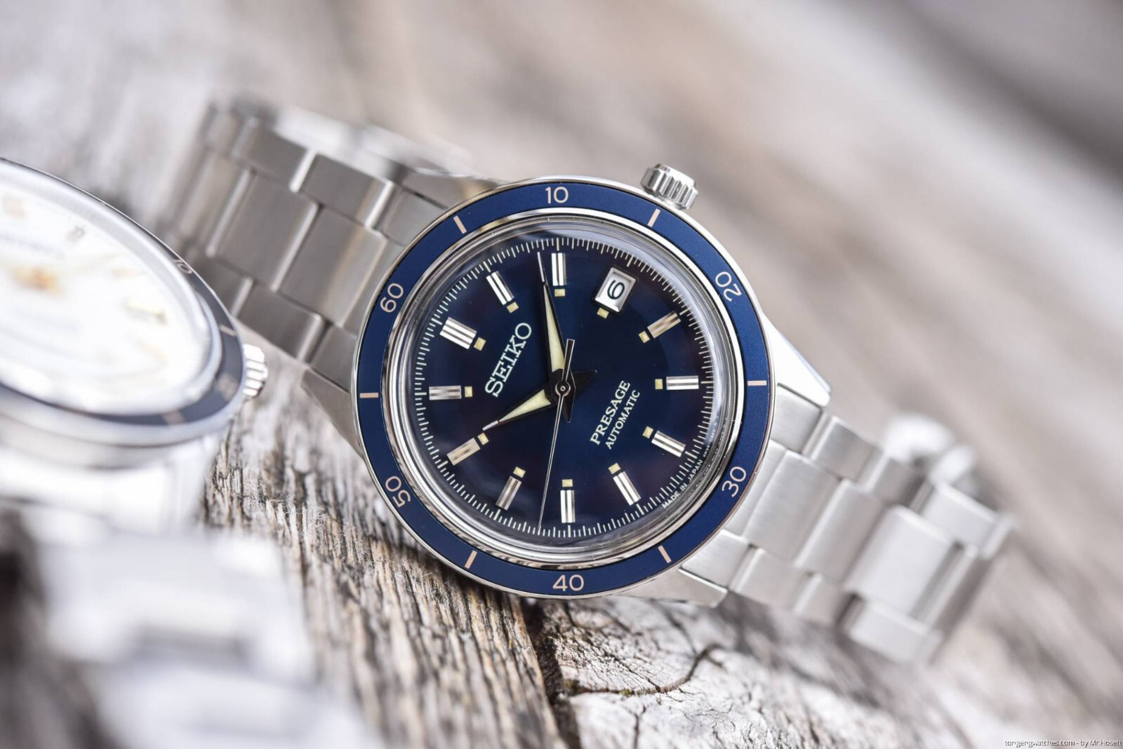 Pre-owned Seiko Presage Srpg05j1 60's Style Blue Automatic Stainless Steel Men Dress Watch