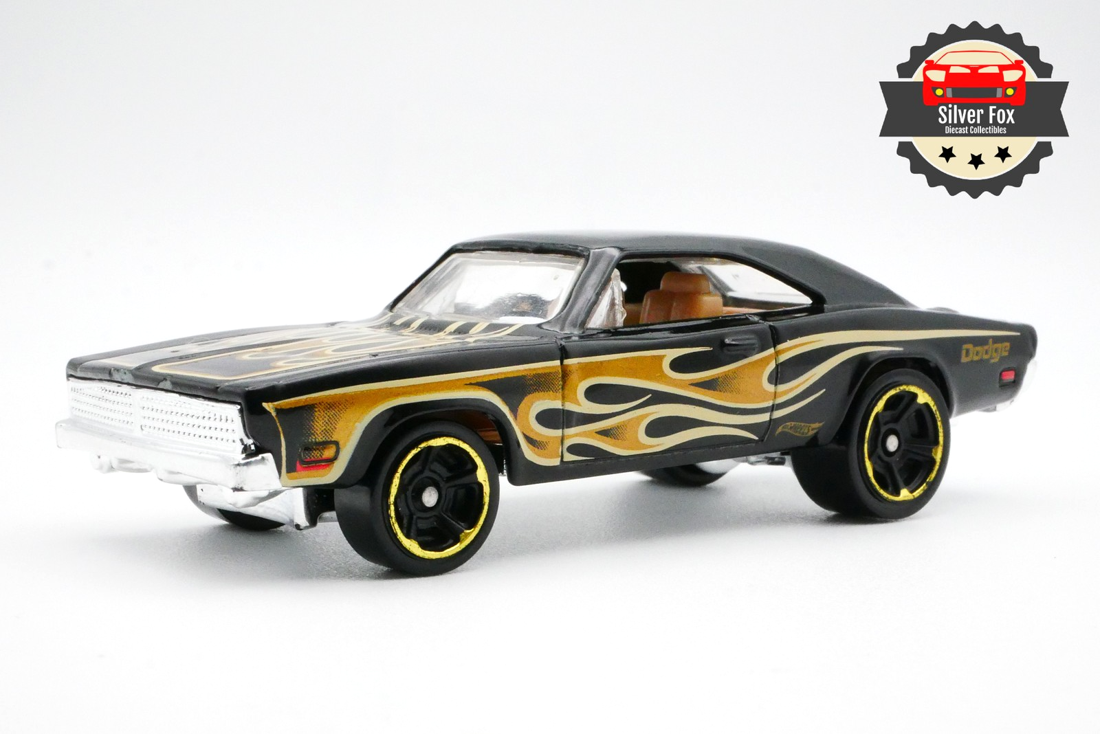 1969 DODGE CHARGER BLACK MUSCLE FLAMES 1/64 SCALE DIECAST COLLECTOR MODEL CAR