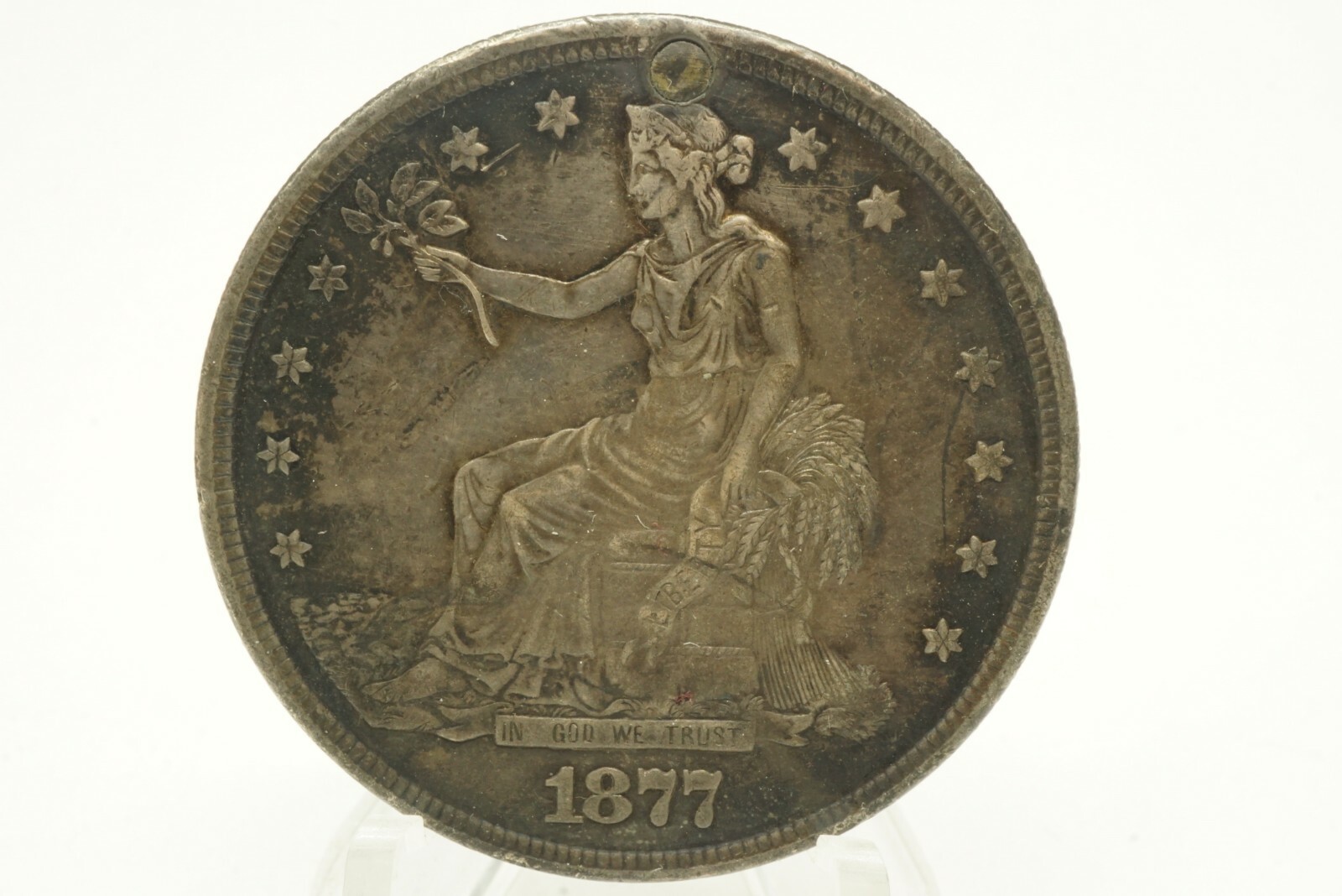 1877 S Trade Dollar Nice Detail XF+ Plugged / Great Coin See Photos!