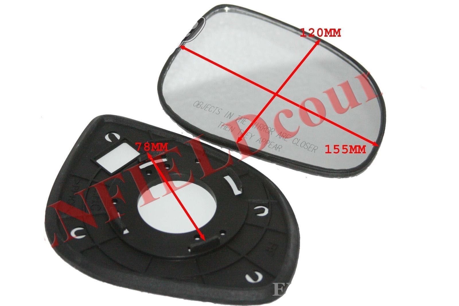 Left & Right Orvm Convex Wing Door Glass Mirror With Base Plate For Hyundai i20 T-2