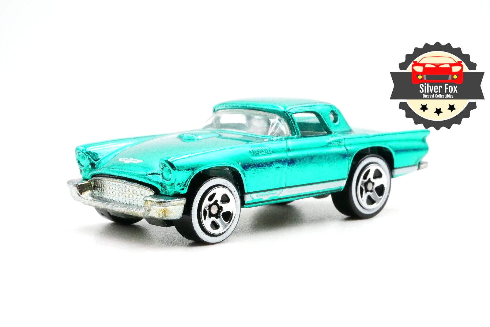 1957 PLYMOUTH T-BIRD SPECTRAFLAME GREEN 1:64 SCALE DIECAST COLLECTOR MODEL CAR