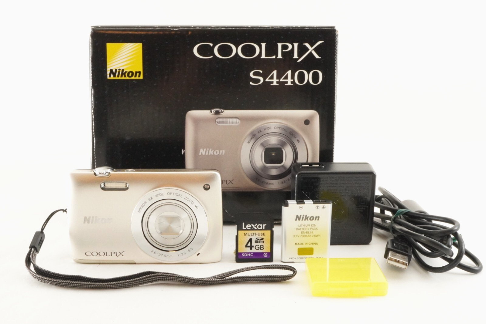 Nikon COOLPIX S4400 良品 Nikon COOLPIX S4400 Silver In Box &4GB SDHC Card Digital