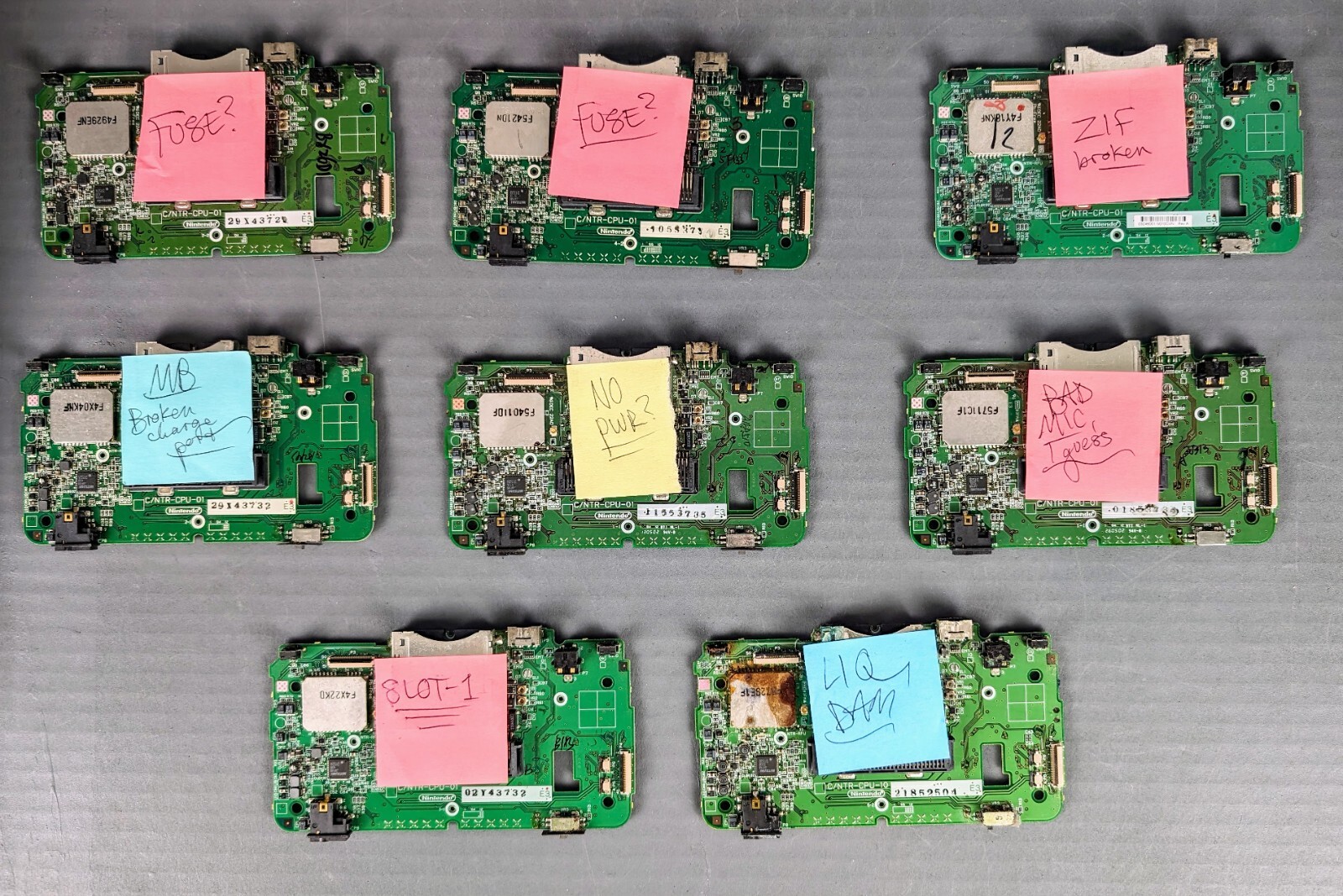 8x AUTHENTIC Nintendo DS Motherboards NTR-CPU-01 + NTR-CPU