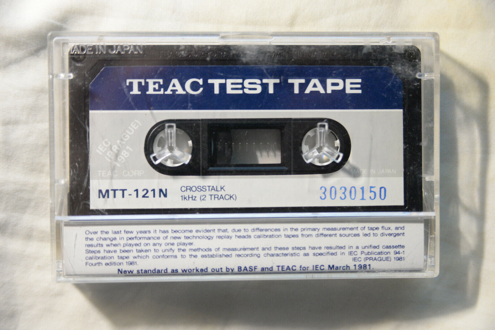 TEAC Crosstalk Test Tape MTT-121N 1kHz ch 1&2 -10dB | eBay TEAC Crosstalk Test Tape MTT-121N 1kHz ch 1&2 -10dB | eBay