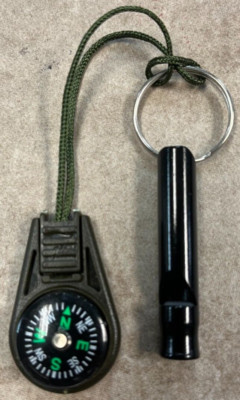 Great Value Black Whistle & Compass - Camping & Survival Essential, Survival