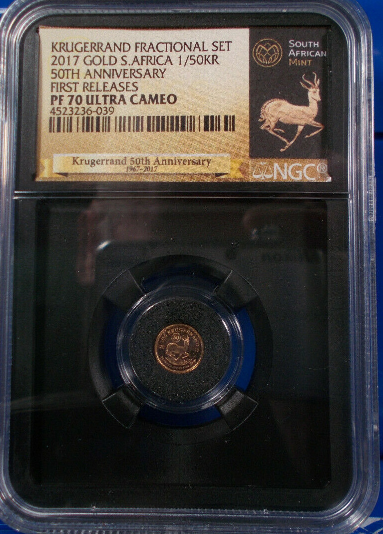 2017 GOLD KRUGERRAND 3 COIN PROOF FRACTIONAL SET(1/10th,1/20th,1/50th COINS)PF70